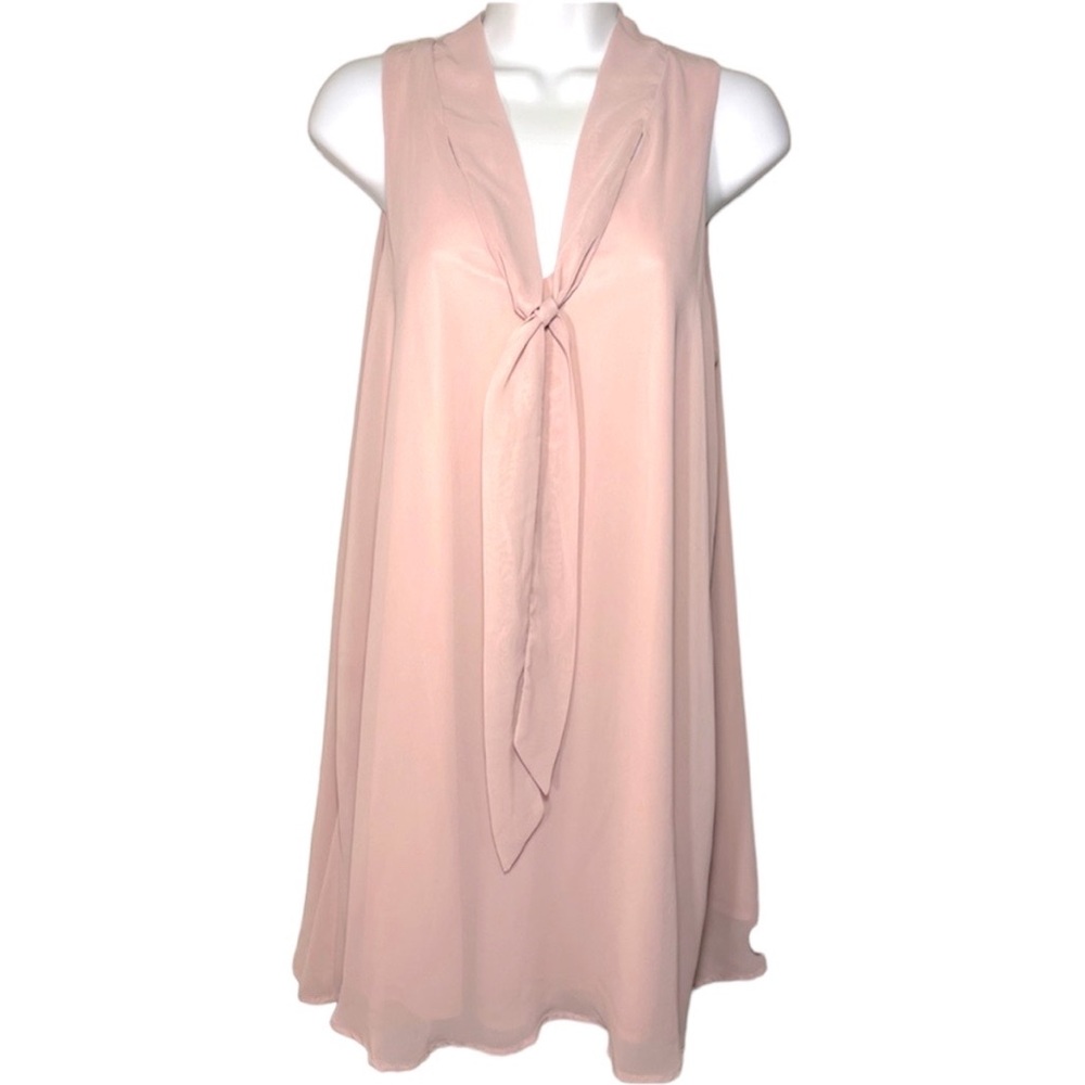 Forever 21 Blush Pink Woven Tie Neck Dress